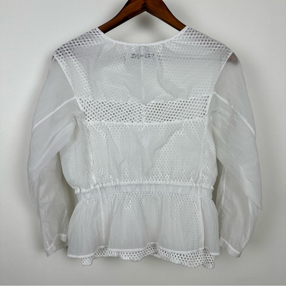 Repetto Sheer Mesh Peplum Zip Jacket White Balletcore Lightweight - Picture 2 of 13